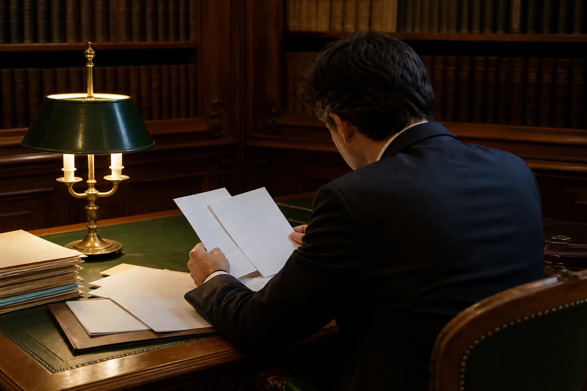 Avocat consultant des procès-verbaux dans un local d’entretien confidentiel